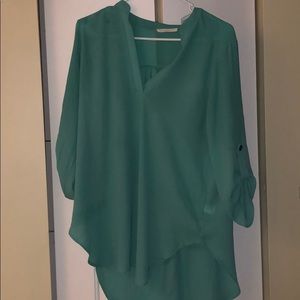 Teal flowy shirt